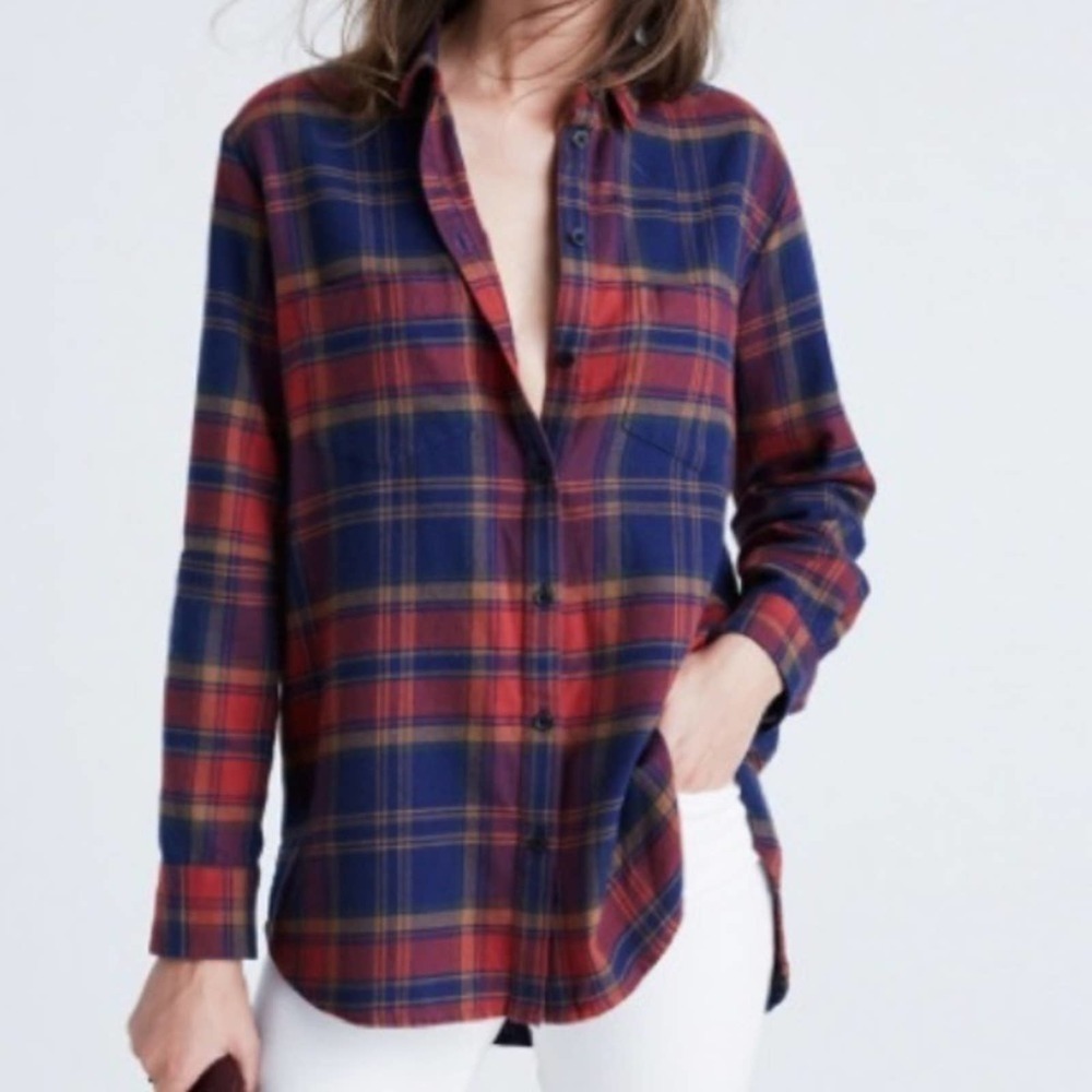 Madewell Plaid Oversized Boyfriend Button Up Shirt